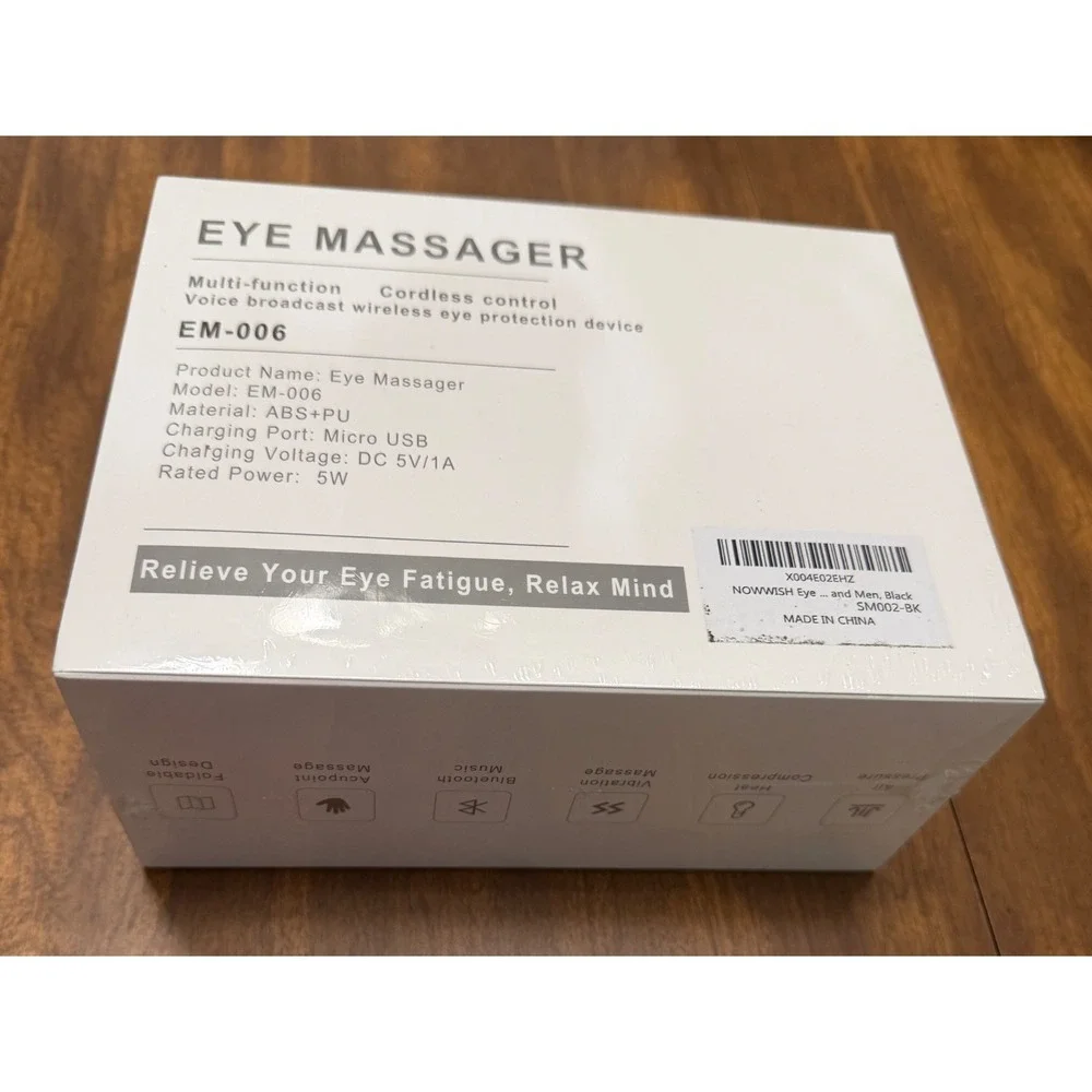 NEW SEALED NOWWISH Eye Massager EM-006 Heat Vibration Bluetooth Music Foldable